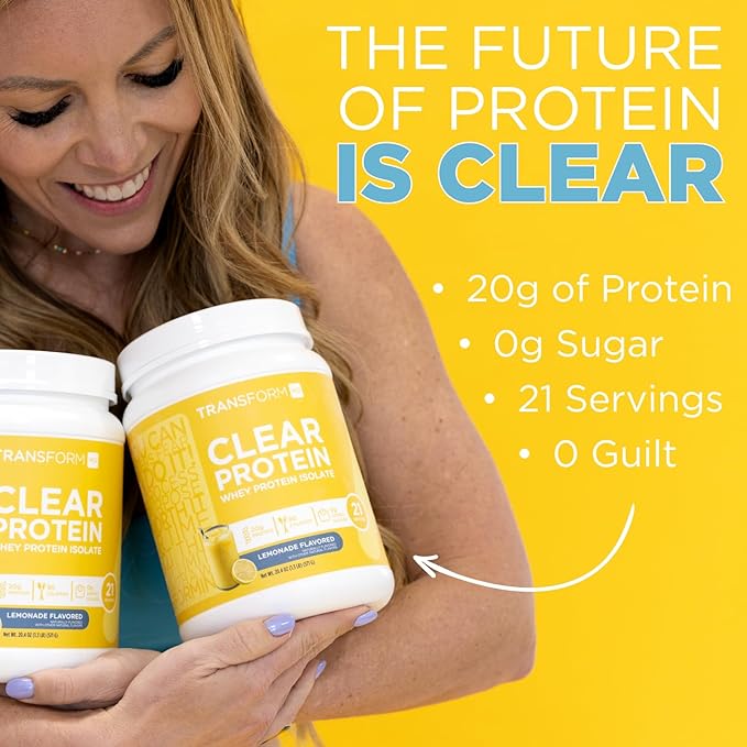 TransformHQ Clear Whey Protein Isolate (WPI) (Lemonade Flavored) 21 Servings - 20 Grams Protein Per Serving