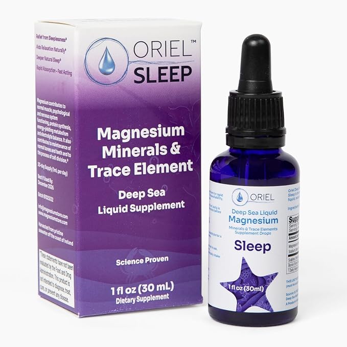 Oriel Liquid Magnesium Drops for Sleep Rapid Absorption Free Ion Magnesium Minerals and 78 Trace Elements Supports Natural and Deep Sleep Relaxation and Calm 30 ml 30-Day Supply