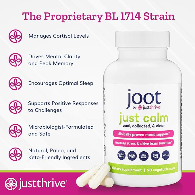 Just Thrive - Just Calm - Cortisol Manager - Calming Memory and Mood Support Supplement - Vegan 90 Calm Capsules
