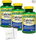 Spring - Valley Calcium 600mg Natural Bone Health Calcium - 100 Tablets Pack of 3 - Set By Basket Goods