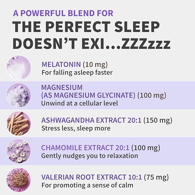 12-in-1 Melatonin Sleep Capsules - 10mg Melatonin Extra Strength with Magnesium and Balanced Blend of Ashwagandha GABA Chamomile Extract L-Theanine &amp Valerian Root 10:1 Extract (90ct Pack of 2