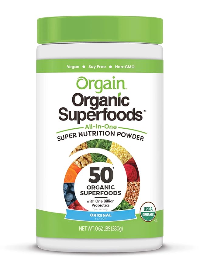 Orgain Organic Plant-Based Protein Powder + Superfoods Greens Powder Bundle (1.59lb + 0.62lb)