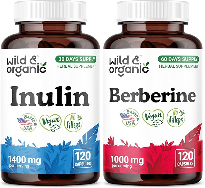 Wild &amp Organic Inulin 120 Capsules &amp Berberine 120 Capsules