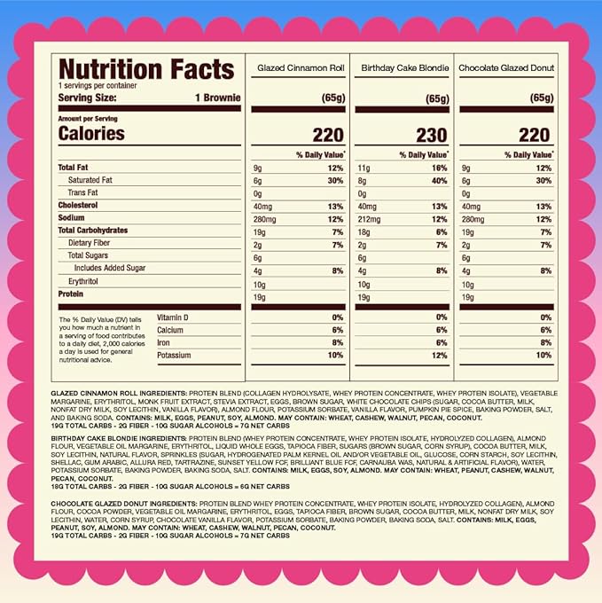 Prime Bites High Protein Brownie (12 Per Box Variety Pack) - 19g of Protein 5g of Collagen Gluten Free Low Sugar Treat Delicious Protein Snack