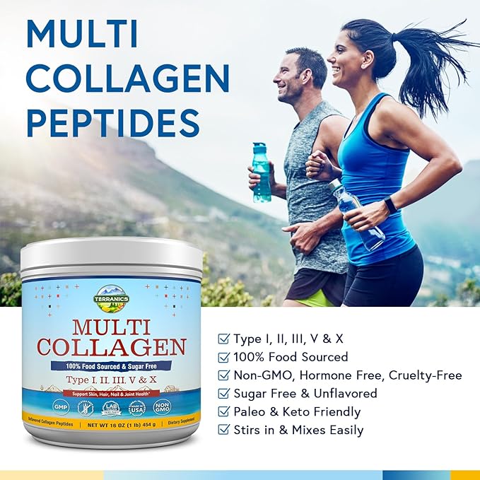 Terranics Multi Collagen Peptides Powder &amp 5-in-1 Magnesium Complex Supplement