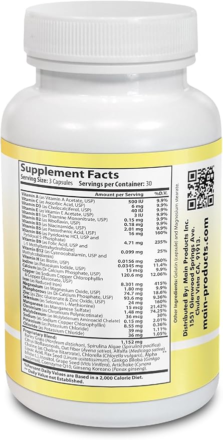 Vitamin Complex Multivitamins and Multiminerals - 12 Vitamins and 14 Minerals Vitamin A C D3 E B1 B2 B3 B5 B6 B9 B12 H and Minerals - 90 capsules 41 Active Ingredients Micronized for max absorption.