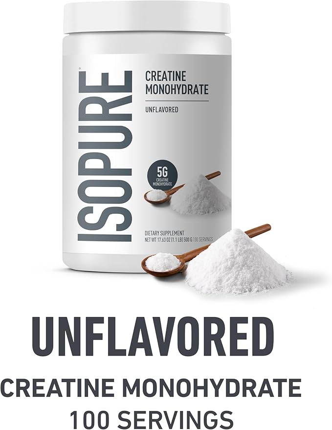 Isopure Bundle of Clear Whey Isolate Protein Powder Citrus Lemonade16 Servings 100% Pure Creatine Monohydrate Powder Unflavored 100 Servings