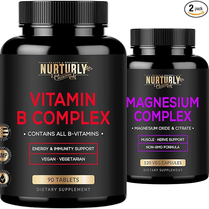 Magnesium and Vitamin B Complex - Magnesium Citrate 500MG - B Vitamins B1B2B3B5B6B7B9B12 and Biotin - Muscle Relaxation Sleep and Energy Immunity and Mood Support