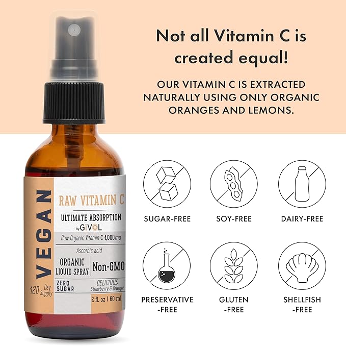 Vitamin D3+K2 Liquid Drops (MK4 &amp MK7) Organic Fractionated Coconut Oil and Vitamin C Extra Strength Spray Mist: Daily Absorption Liquid Extract Essential Protein Support Optimizes Wellness Bene