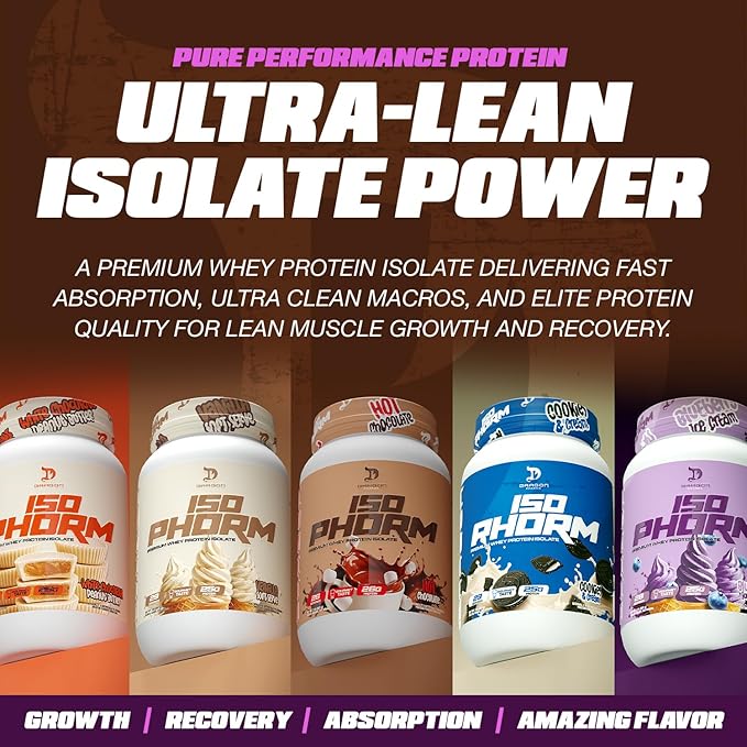 DRAGON PHARMA Isophorm Hydrolized Whey Protein Isolate Fast Absorption Premium Whey Protein Maximize Recovery Great Tasting 25g Per Serving (2 lb White Chocolate Peanut Butter)