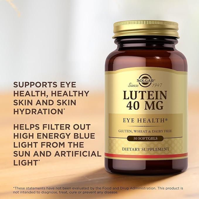 Solgar Lutein 40 mg 30 Softgels (Pack of 3) - Supports Eye Health - Helps Filter Out Blue Light - Contains FloraGLO Lutein - Gluten Free Dairy Free - 90 Total Servings