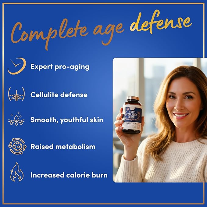 Thermogenic Multi Collagen Burn Capsules - Hydrolyzed Multi Collagen Complex Types I II III V X Marine Collagen Hyaluronic Acid - Beauty and Anti-Aging Supplement for Women and Men - 90 Pills