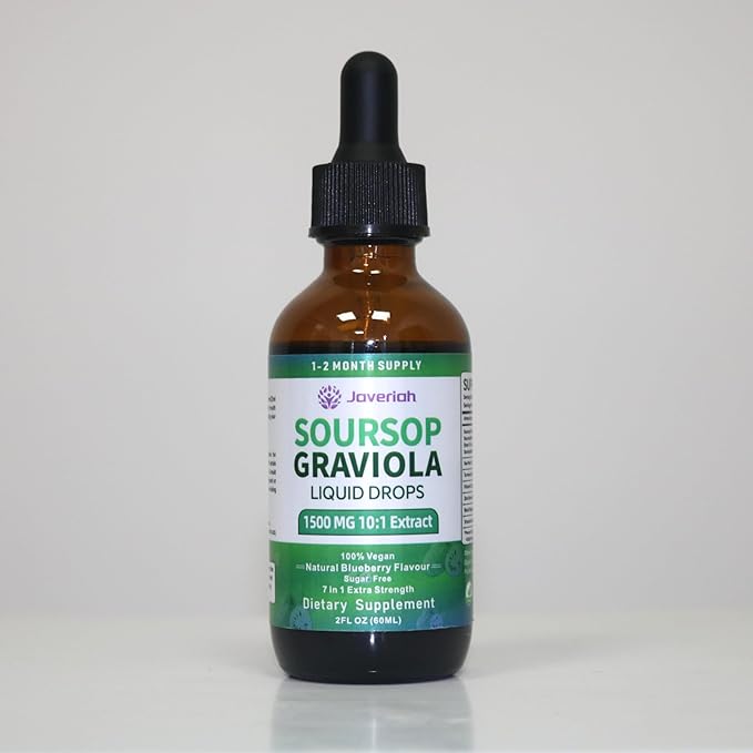 Soursop Bitters Liquid Drops Supplement with Irish Sea Moss &amp Turmeric for Cellular Support Immune System Boost Liver Health Soursop Graviola Liquid Leaves Extract 2 Month Supply 60ML