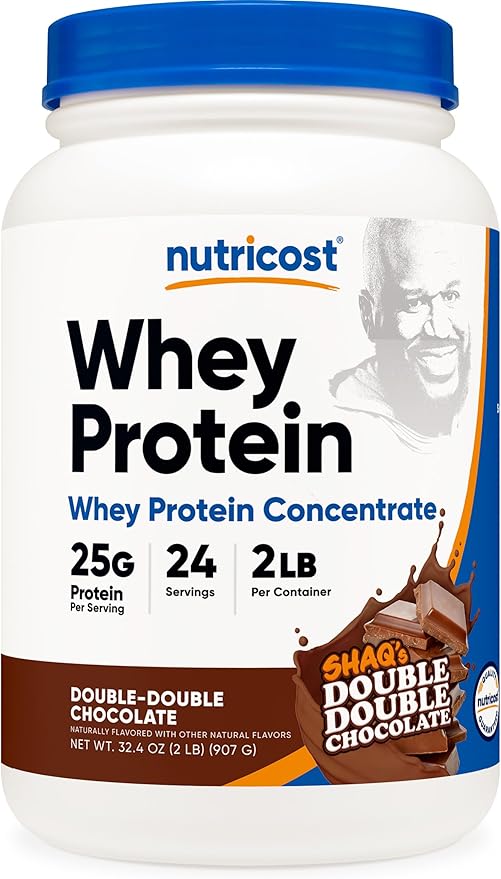 Nutricost Whey Protein Concentrate Powder (Shaq's Double Double Chocolate) 2LBS - 25g Protein GMO-Free Gluten-Free