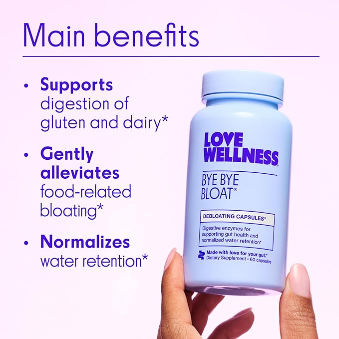 Love Wellness Bye Bye Bloat and Sparkle Fiber | Universal Gut Duo | Digestive Enzymes for Gas &amp Fast Acting Bloating Relief for Women