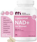 Micro Ingredients Liposomal NAD+ for Women Complex 180 Veggie Capsules | NMN Pathway Supplement | 12-in-1 Advanced NAD Formula with Resveratrol Hyaluronic Acid Glutathione &amp Collagen