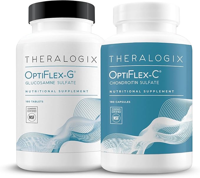Theralogix OptiFlex Complete - 90-Day Supply - Glucosamine &amp Chondroitin Supplement - Support Healthy Joint Function - Joint Supplements for Women &amp Men - NSF Certified - 180 Caps &amp 180 Ta