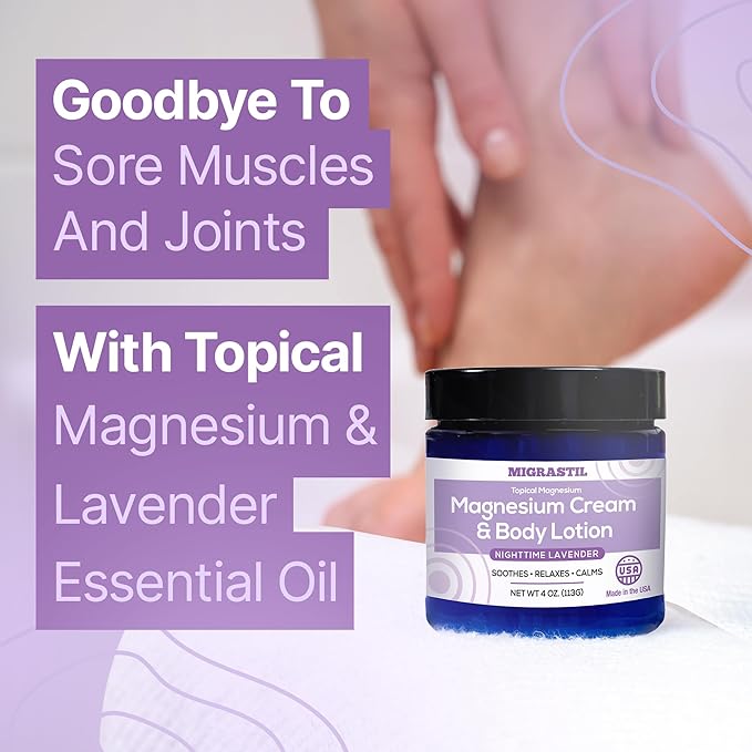 MIGRASTIL Nighttime Lavender Magnesium Cream &amp Stress Inhaler 2-Pack Bundle