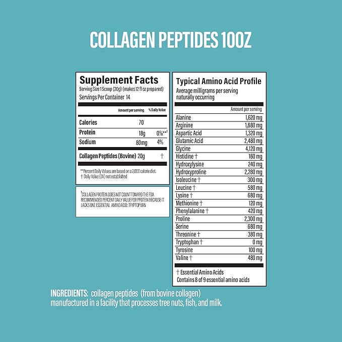 BUBS Naturals Unflavored Collagen Peptides Powder Best Proteins for Joints &amp Skin Pasture Raised Grass Fed Paleo and Keto Friendly Whole30 Approved Non-GMO Dairy &amp Gluten Free 10oz 14 S