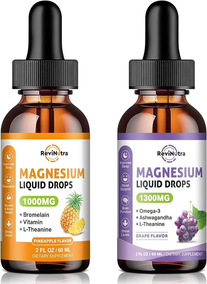 2 Pack Magnesium Complex Liquid Drops Pineapple &amp Grape Flavor
