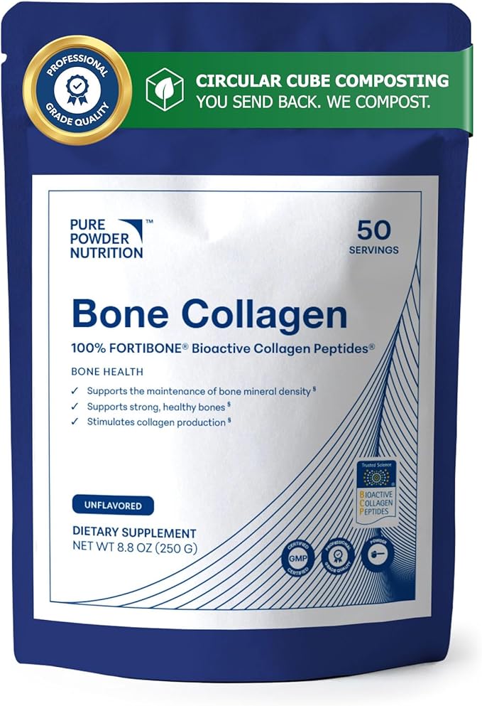 Bone Collagen with FORTIBONE Bioactive Collagen Peptides for Bone Health | 50 Serves (No Flavor) | Powder