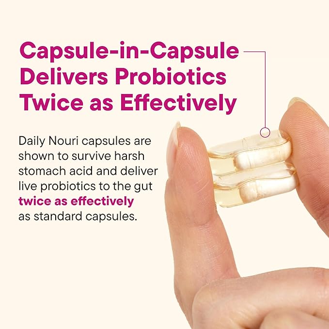 Daily Nouri Probiotics for Women | Vaginal Health + Urinary Tract Support | Vaginal pH &amp Microbiome Balance | 5 Clinically Studied Strains + Cranberry &amp Omega | 60-Day Supply