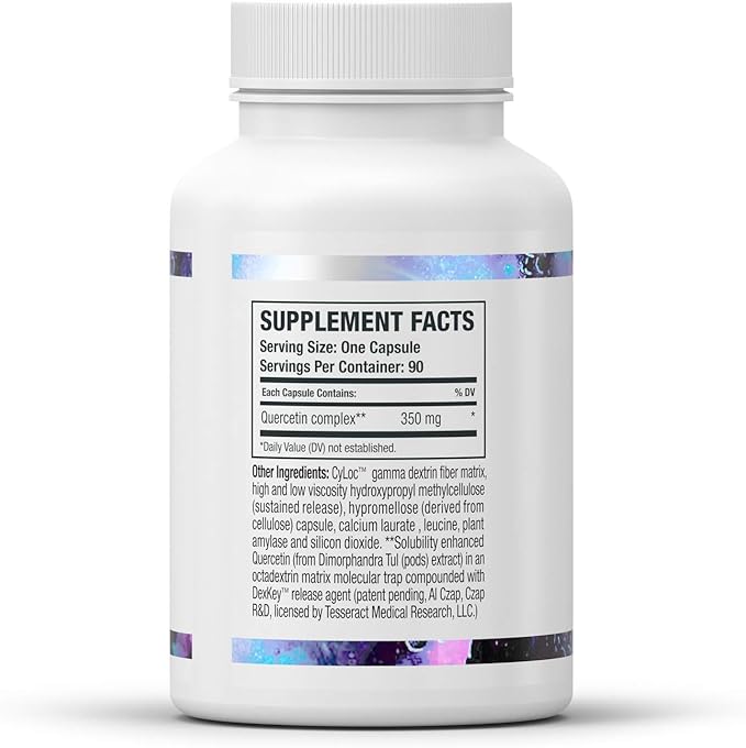 Tesseract Medical Research QuerciSorb SR Immune Support Supplement Sustained Release Quercetin Supports Immune Function and Overall Health Hypoallergenic. 400 mg 90 Capsules