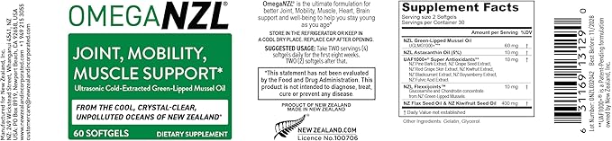 Original Omega-3 Joint Support Supplement Best Natural Muscle Relief Green-Lipped Mussel Oil 120 Softgels No Fishy Aftertaste