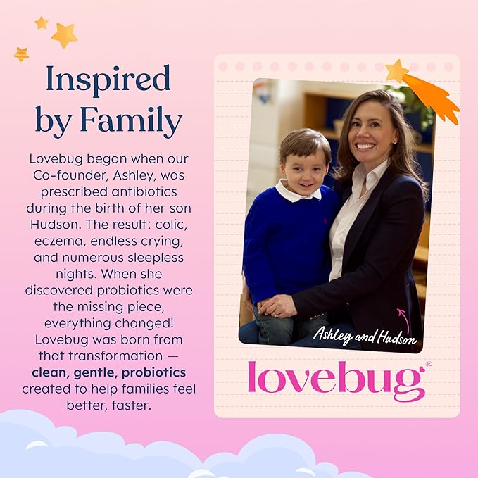 LOVEBUG Probiotics for Kids – Probiotic Chewables with Prebiotic Fiber for Age 4+Daily Children's Gut Health &amp Digestive Support Supplement Sugar-Free Berry Flavor 30 Count