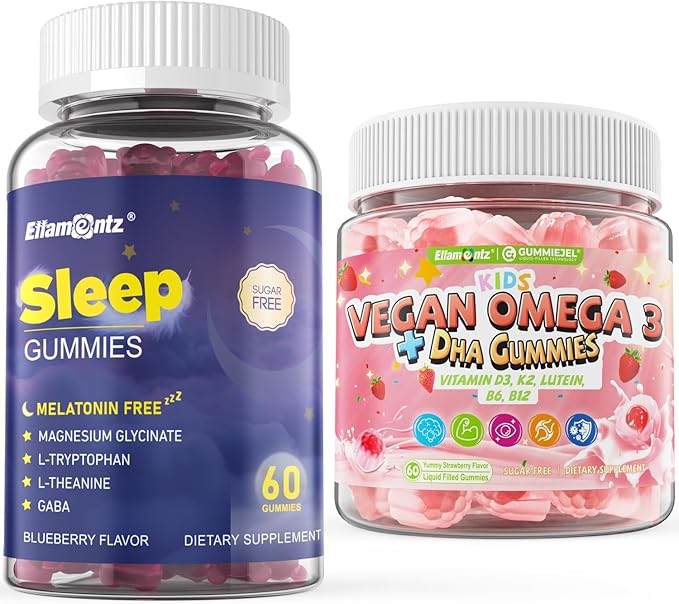 Melatonin Free Sleep Aid Gummies &amp Omega 3 Gummies for Kids