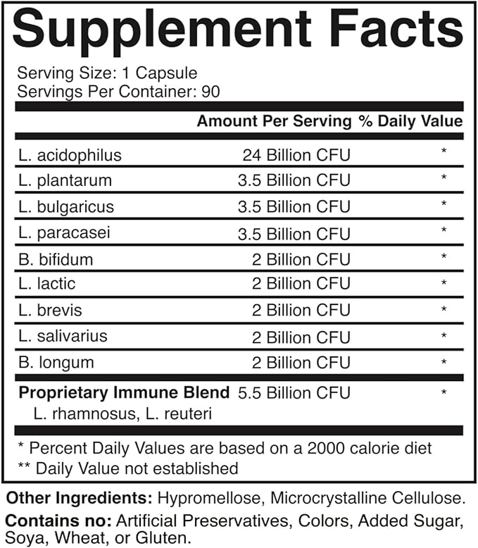 Probiotic for Gut Health &amp Immune Support — Daily Digestive Balance Bloating Relief &amp Better Nutrient Absorption — 60 Capsules