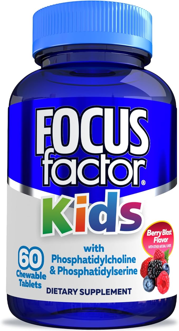 Focus Factor Kids Complete Daily Chewable Vitamins: Multivitamin &amp Neuro Nutrient (Brain Function) w/Vitamin B12 C D3-60 Count