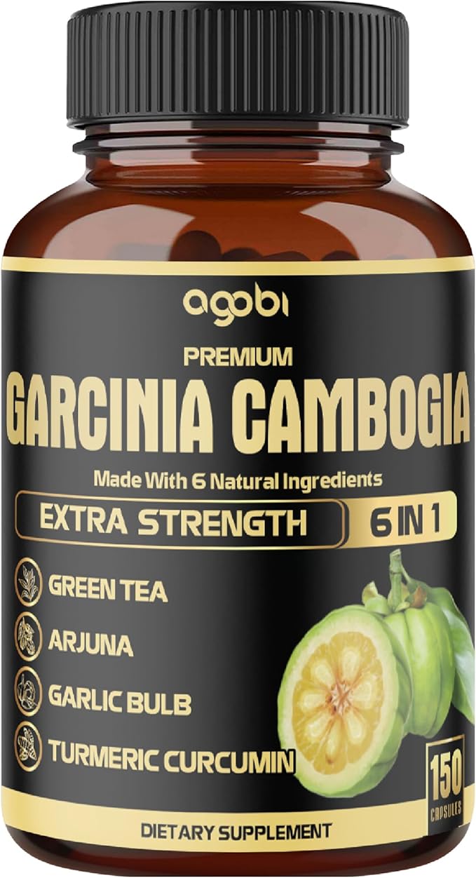 Premium Garcinia Cambogia Capsules with Green Tea Arjuna Garlic Turmeric Black Pepper - Body Health &amp Immune Support Supplement - 1 Pack 150 Caps for 5 Months