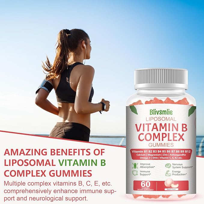 2 Pack 33-in-1 Liposomal Vitamin B Complex Gummies -B1 B2 B3 B4 B5 B6 B7 B8 B9B12 | Vitamin C D3K2|CalciumMagnesiunZinc etc.for Energy BrainImmuneSkin Support &ampHeart Support
