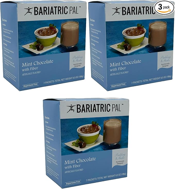 BariatricPal 15g Protein Aspartame Free Pudding &amp Shake - Mint Chocolate (3-Pack)