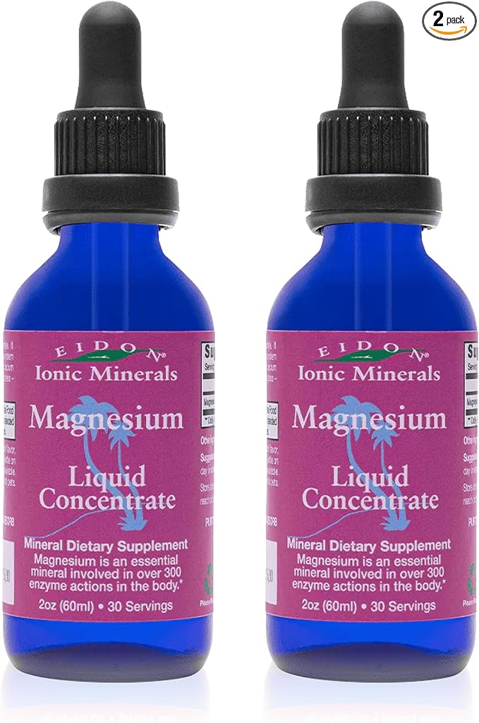 Eidon Liquid Magnesium Concentrate - Ionic Magnesium Chloride Drops for Men and Women Supports a Sense of Calm and Muscle Relaxation Bioavailable No Additives or Preservatives - 2 oz 2 Pack