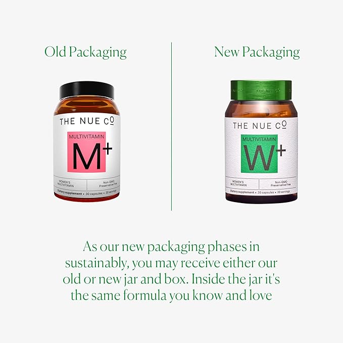 The Nue Co. Women's MULTIVITAMIN Supplement- Supports Energy Immunity Focus Vegan Gluten Free 30 Capsules