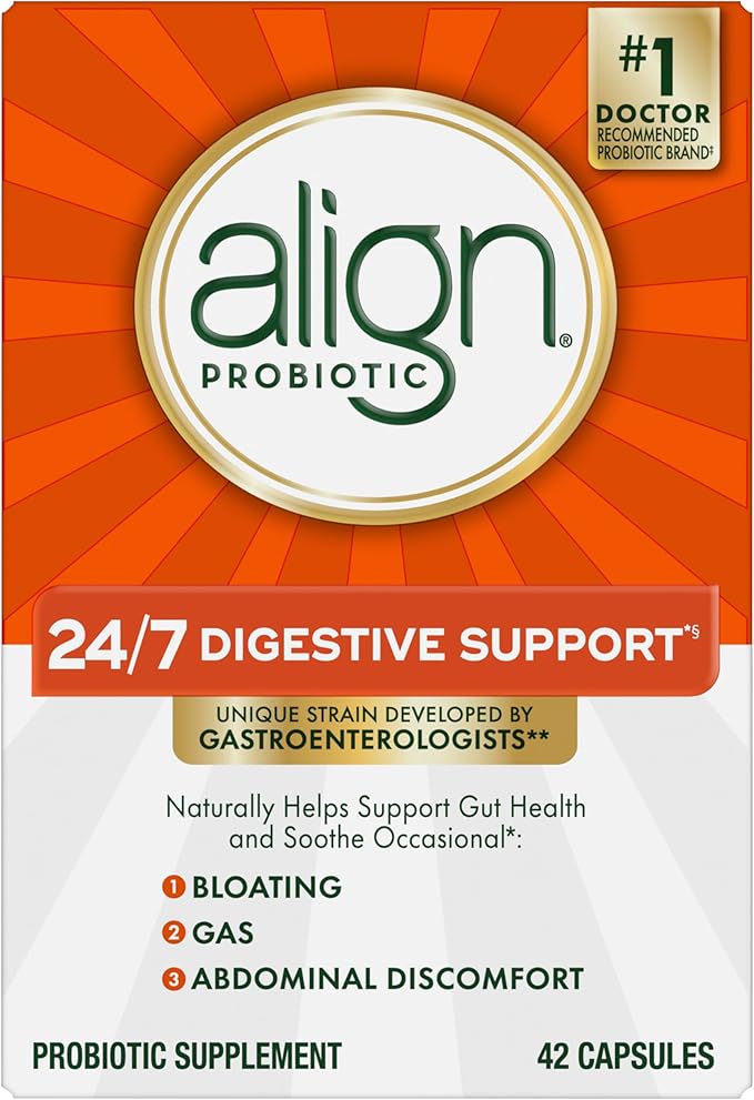 Align Probiotic 24/7 Digestive Support*§ Probiotics for Women and Men Probiotics for Digestive Health Men and Womens Probiotic Capsules Help Relieve Occasional Bloating &amp Gas* 42 Capsules