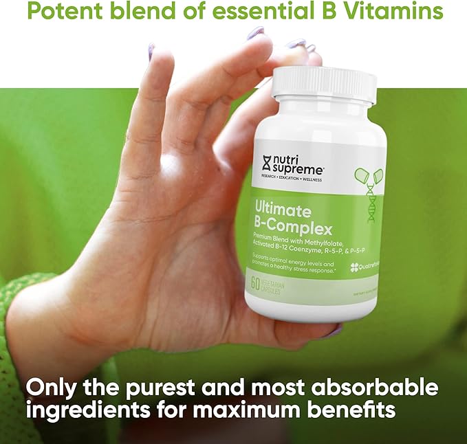Nutri Supreme Ultimate B Complex Highly Absrobable Essential B Vitamins with Methylfolate to Support Nervous System Function 60 Capsules