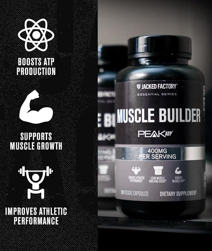 Jacked Factory Creatine Monohydrate Powder 150g - Creatine Supplement for Muscle Growth Increased Strength &amp Essentials Muscle Builder - Daily Muscle Builder with PeakATP (30 Capsules)
