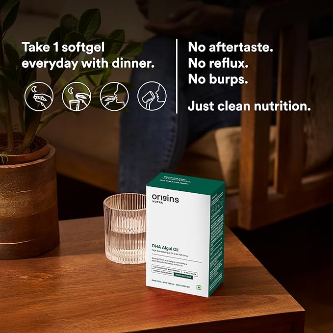 DHA Algal Oil 350mg | Vegan Omega-3 from Algae | Plant-Based Fish Oil Alternative for Brain Eye &amp Heart Health | 28 Veg Softgels