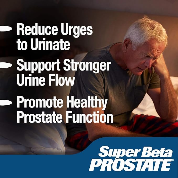 SUPER BETA PROSTATE Support Supplement for Men's Health - Reduce Bathroom Trips Promote Sleep Better Bladder Emptying &amp Healthy Prostate Beta Sitosterol - 60 Count (Pack of 1)
