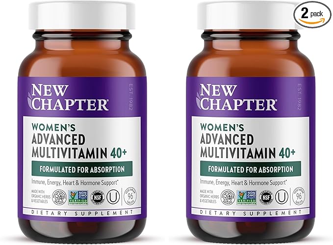 New Chapter Women's Multivitamin 40+ Advanced Formula for HeartHormoneImmune&ampEnergy SupportHigher Levels of Whole-Food Fermented B Vitamins +D3Made Organic Non-GMO Ingredients96 Count (Pack o