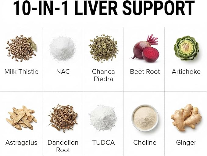 Clean Nutraceuticals Milk Thistle NAC Chanca Piedra Beet Root Artichoke Astragalus Dandelion Root - Liver Cleanse Detox &amp Repair Supplement Plus TUDCA Choline &amp Ginger - 1Pack