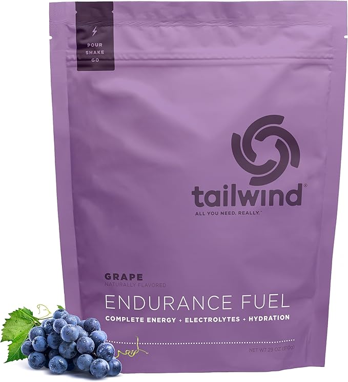 Tailwind Nutrition Endurance Fuel Carbohydrate &amp Electrolyte Sports Drink Mix Powder Gluten-Free Vegan Grape 30 Servings
