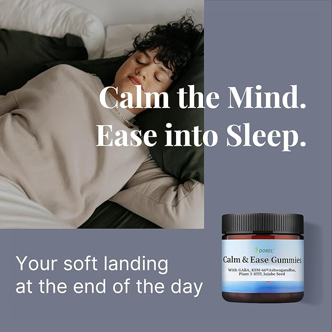 Dobel - Calm &amp Sleep Gummies for Adults | Calming Gummies with GABA 5-HTP &amp Ashwagandha KSM-66 Sugar-Free Vegan Bedtime Wind-Down Support Natural Blueberry Flavor - 60 Gummies