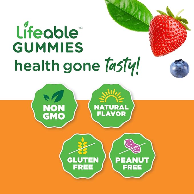 Lifeable Probiotic 2 Billion CFU + Calcium Magnesium Zinc &amp Vitamin D Gummies Bundle - Great Tasting Vitamin Supplement Gluten Free GMO Free Chewable Gummy