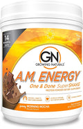 Growing Naturals All Natural Plant Based Protein One &amp Done Super Shake 18g Protein with Non-GMO High Fiber and Gluten Free A.M. Energy 1 Pound (Pack of 1)