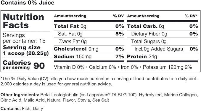 Clear Protein &amp Collagen Peptides Protein Powder Drink Mix - Naturally Sweetened &amp Flavored Gluten Free Lactose Free - Protein + Marine Collagen - 15 Servings (Strawberry Kiwi)