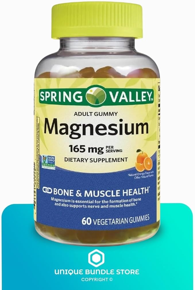 Magnesium 165mg – 60 Gummies Orange Flavor Magnesium Citrate Gummy Magnesium Gummies Chewable Magnesium Supplement for Bone &amp Muscle Health (Pack of 2)